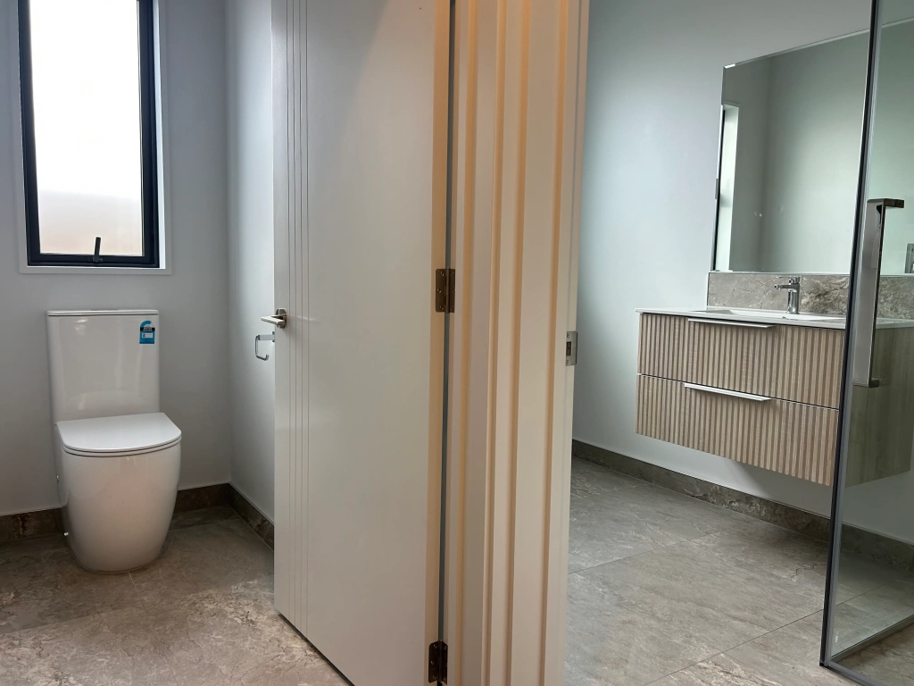 Bathroom in 4-bedroom 2-bathroom custom home at Quaifes Road, Halswell