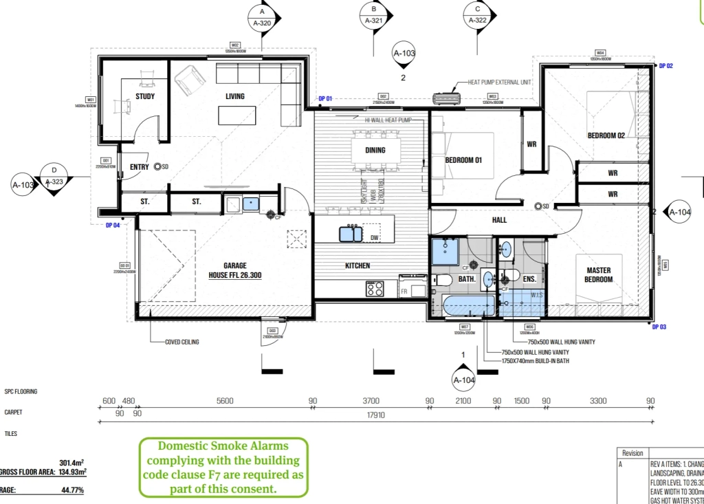 Floor plan for 3-bedroom 2-bathroom custom home at Gardiners Road, Harewood