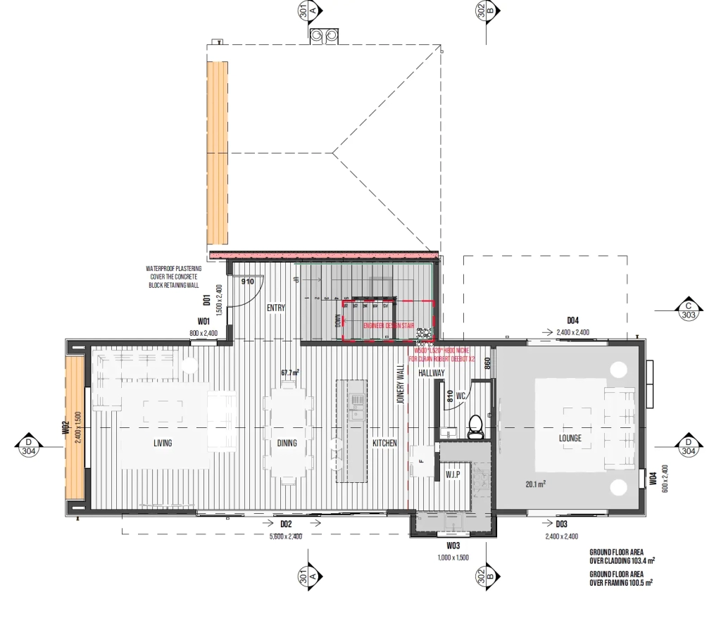 Floor plan for 4-bedroom 2-bathroom custom home at Kitcheners Knoll Road, Kennedys Bush