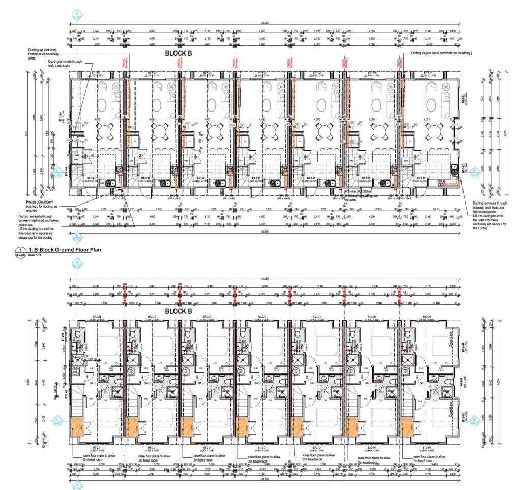 Floor plan for 2-bedroom 26-unit townhouse development at Boardway Parade, Rolleston
