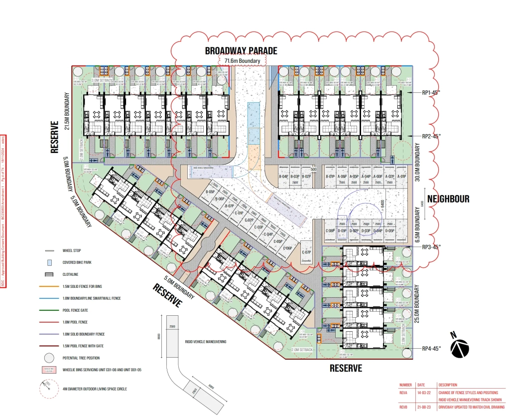 Floor plan for 2-bedroom 26-unit townhouse development at Boardway Parade, Rolleston