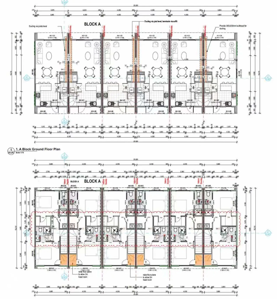 Floor plan for 2-bedroom 26-unit townhouse development at Boardway Parade, Rolleston