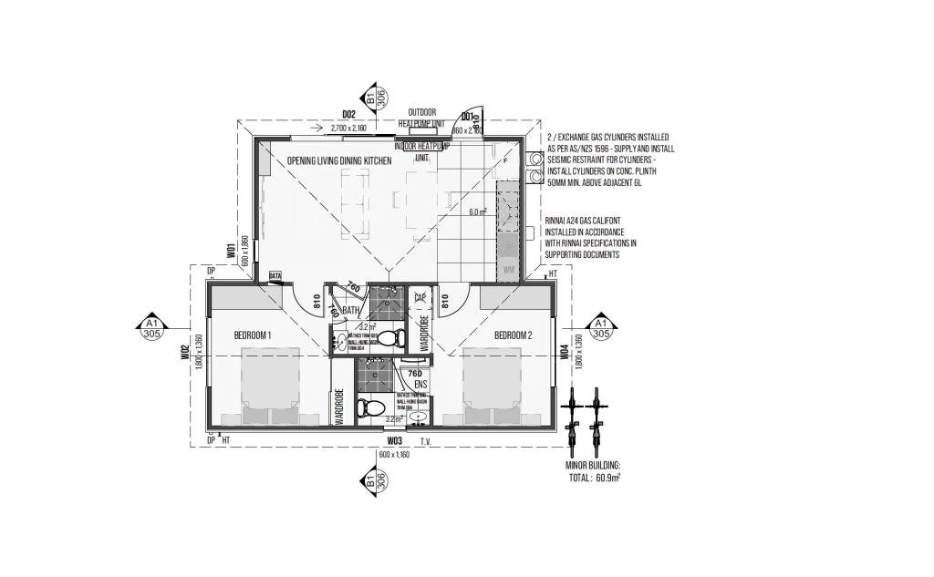 Floor plan for 4-bedroom 2-bathroom custom home at Karo Place, Ilam