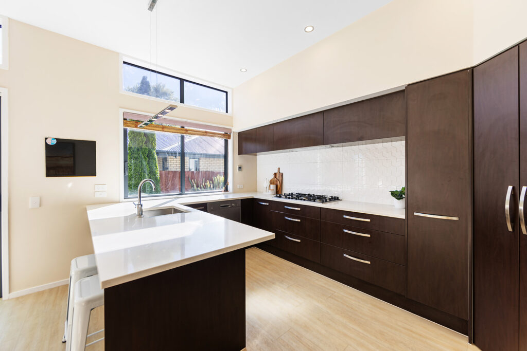 Kitchen in 3-bedroom 3-bathroom custom home at Buchanans Road, Yaldhurst