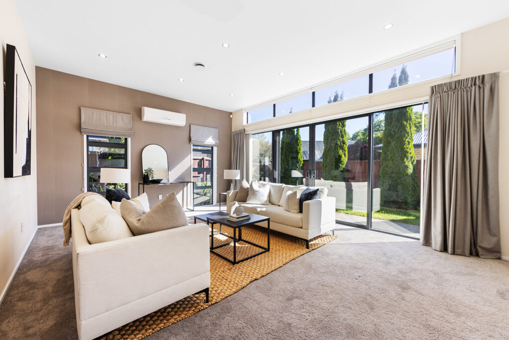 Living area in 3-bedroom 3-bathroom custom home at Buchanans Road, Yaldhurst