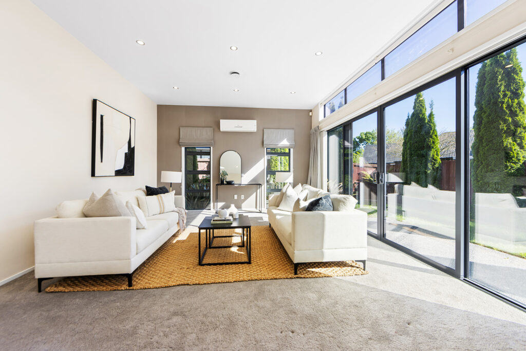 Living area in 3-bedroom 3-bathroom custom home at Buchanans Road, Yaldhurst