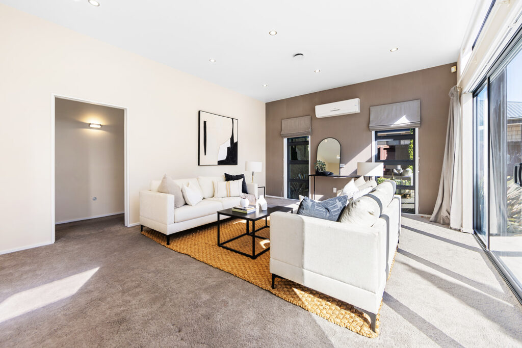 Living area in 3-bedroom 3-bathroom custom home at Buchanans Road, Yaldhurst