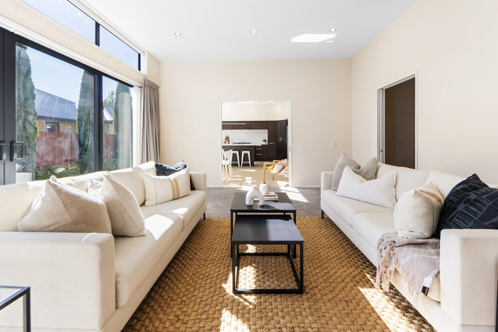 Living area in 3-bedroom 3-bathroom custom home at Buchanans Road, Yaldhurst