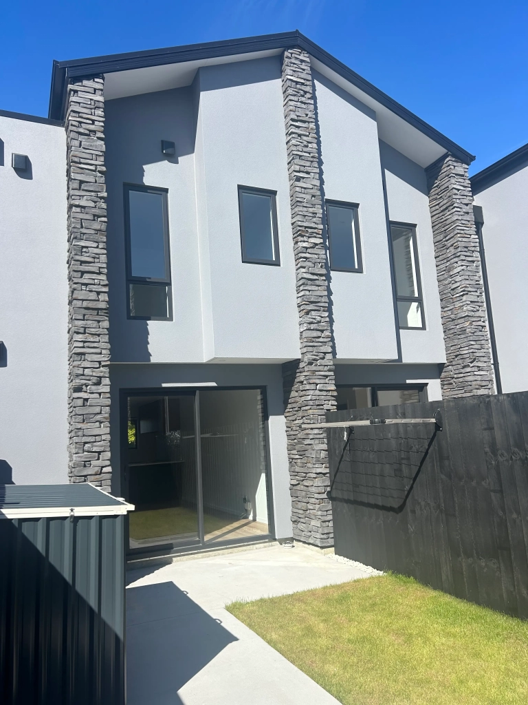 Exterior of 2-bedroom 15-unit townhouse development at Deal Street, Wigram
