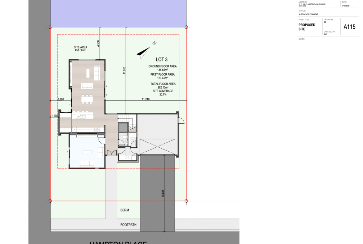 Floor plan and site plan supplied for Lot 1 at 15 Hampton Place